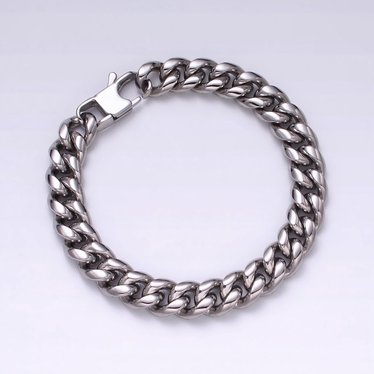 Chunky Stainless Steel Miami Cuban Curb Chain Bracelet 10mm 12mm 14mm Silver Chain Men Bracelet | WA-1648 WA-1649  Clearance Pricing