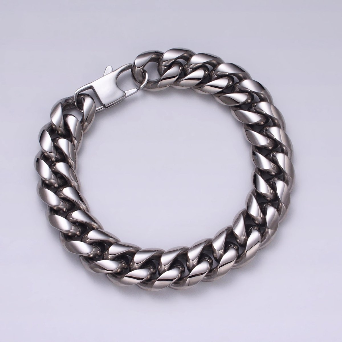 Chunky Stainless Steel Miami Cuban Curb Chain Bracelet 10mm 12mm 14mm Silver Chain Men Bracelet | WA-1648 WA-1649  Clearance Pricing