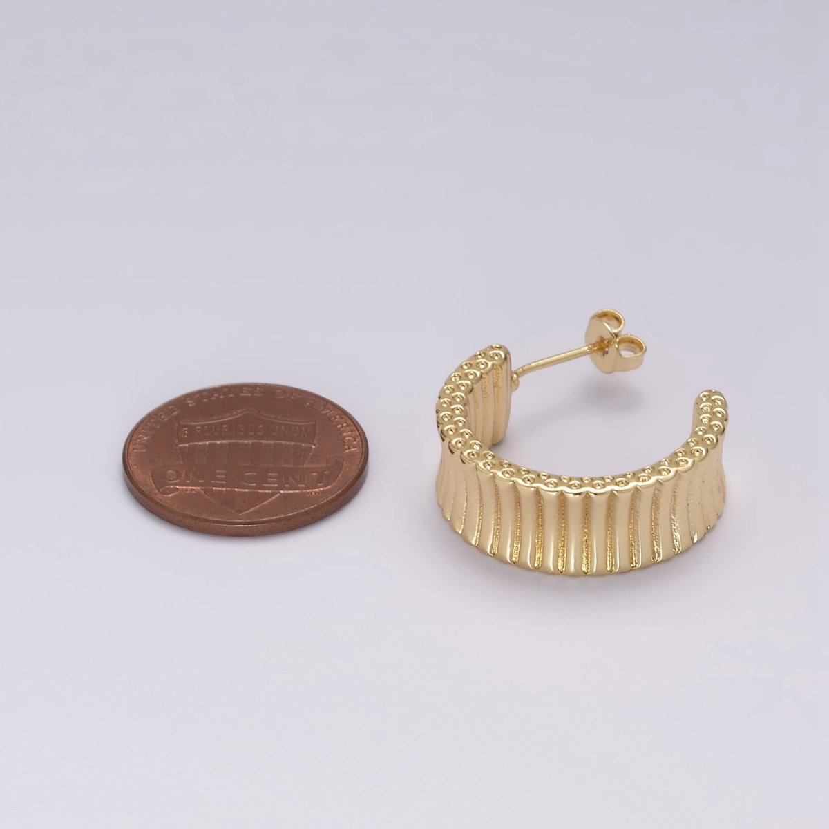 Chunky Striped hoop earrings, Modern hoop earrings 24K Gold Filled Hoop earrings T-230 - DLUXCA