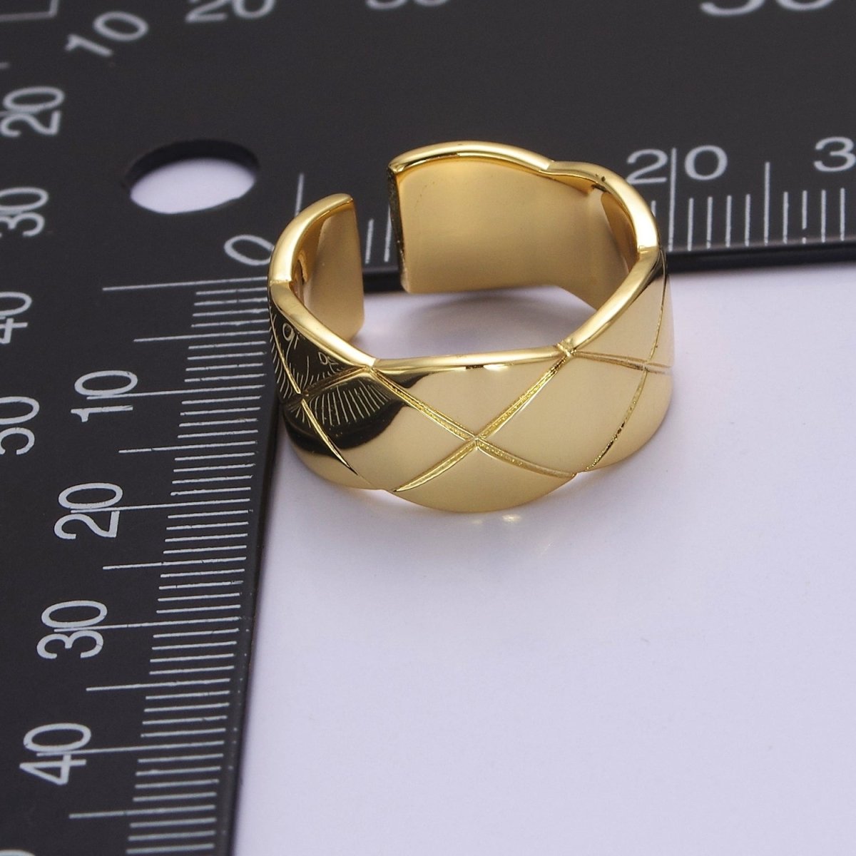 Chunky Wide Band-Thick Checkered Statement Ring-Chic Croissant Ring Bread Large Ring O-2042 - DLUXCA
