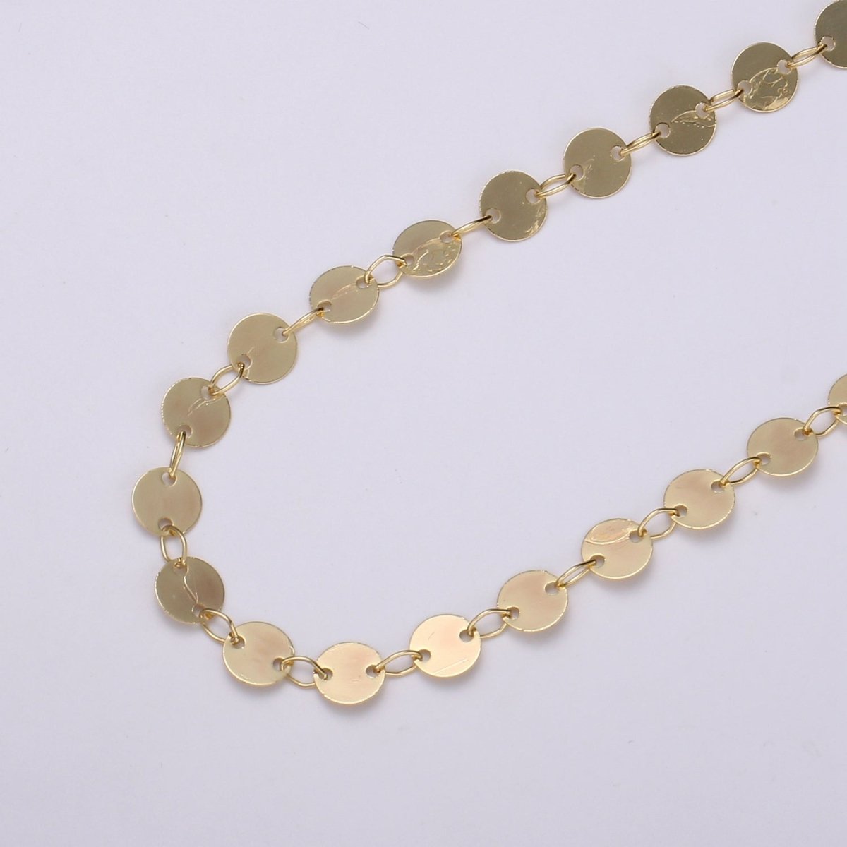 OS Circle Charm 16K Gold Chain by Yard, Round Disc Charm Chain, Wholesale Bulk Roll Chain for Jewelry Making, Thickness 6mm, DESIGNED Chain | ROLL-009 Clearance Pricing