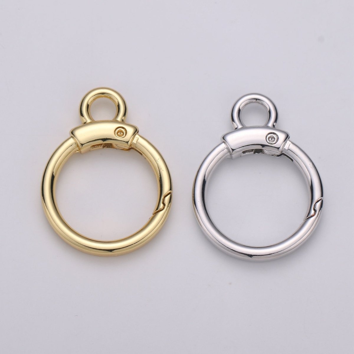 Circle Push Gate Ring with Rings, Snap Clip Spring Ring, Charm Holder Clasp For Connector Wristlet Holder  L-020 L-021