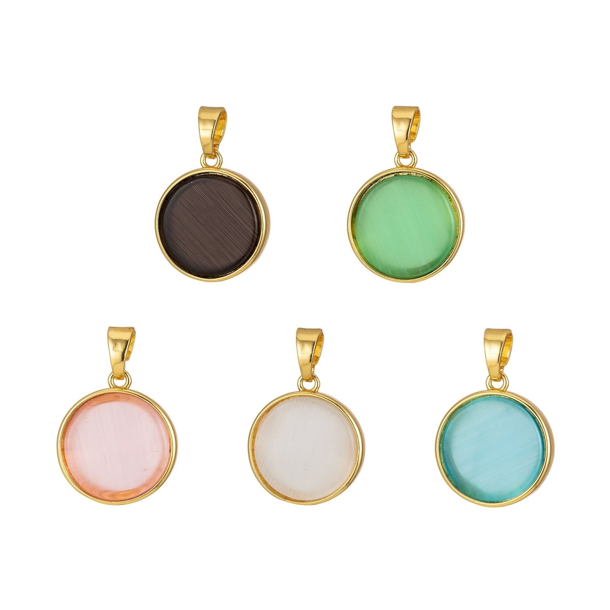 Circle Round Geometric Pendant Coin Dainty Charm Black Green Pink White J-821~J-825