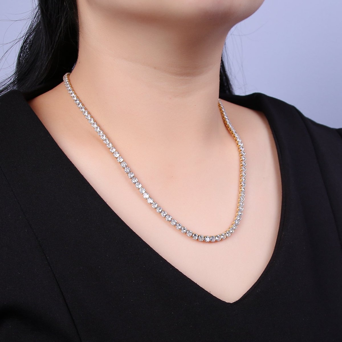 Classic Cubic Zirconia Tennis Necklace , Diamond Necklace , 14K Gold Filled Tennis Adjustable Necklace, Gift for her | WA-602 Clearance Pricing