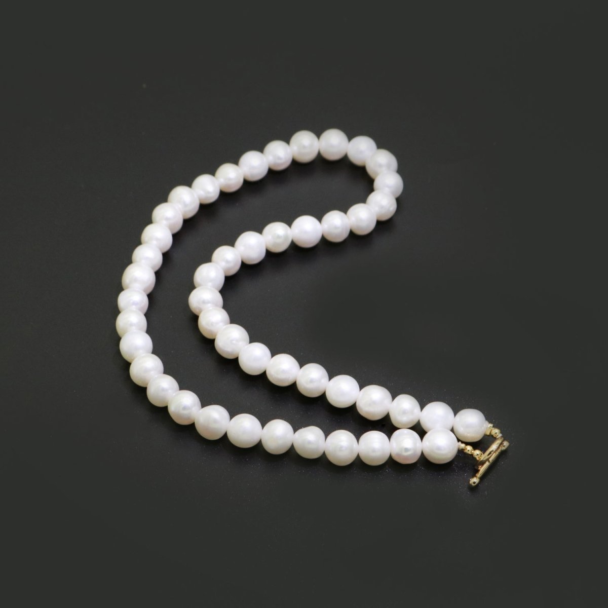 OS Classic Pearl Choker Necklace, White Bridal Choker Necklace With Toggle Clasp Gold Filled | WA-264 Clearance Pricing
