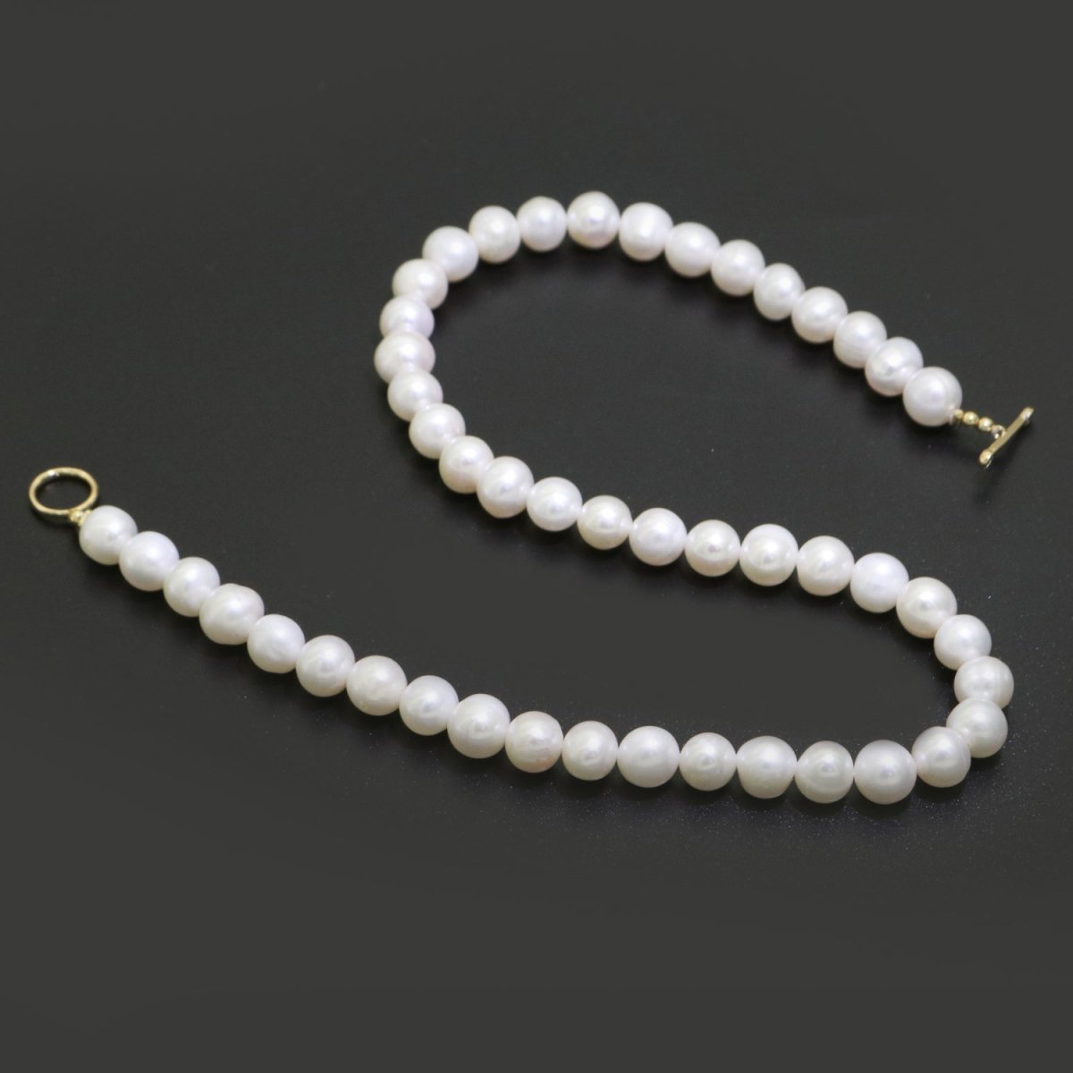 OS Classic Pearl Choker Necklace, White Bridal Choker Necklace With Toggle Clasp Gold Filled | WA-264 Clearance Pricing