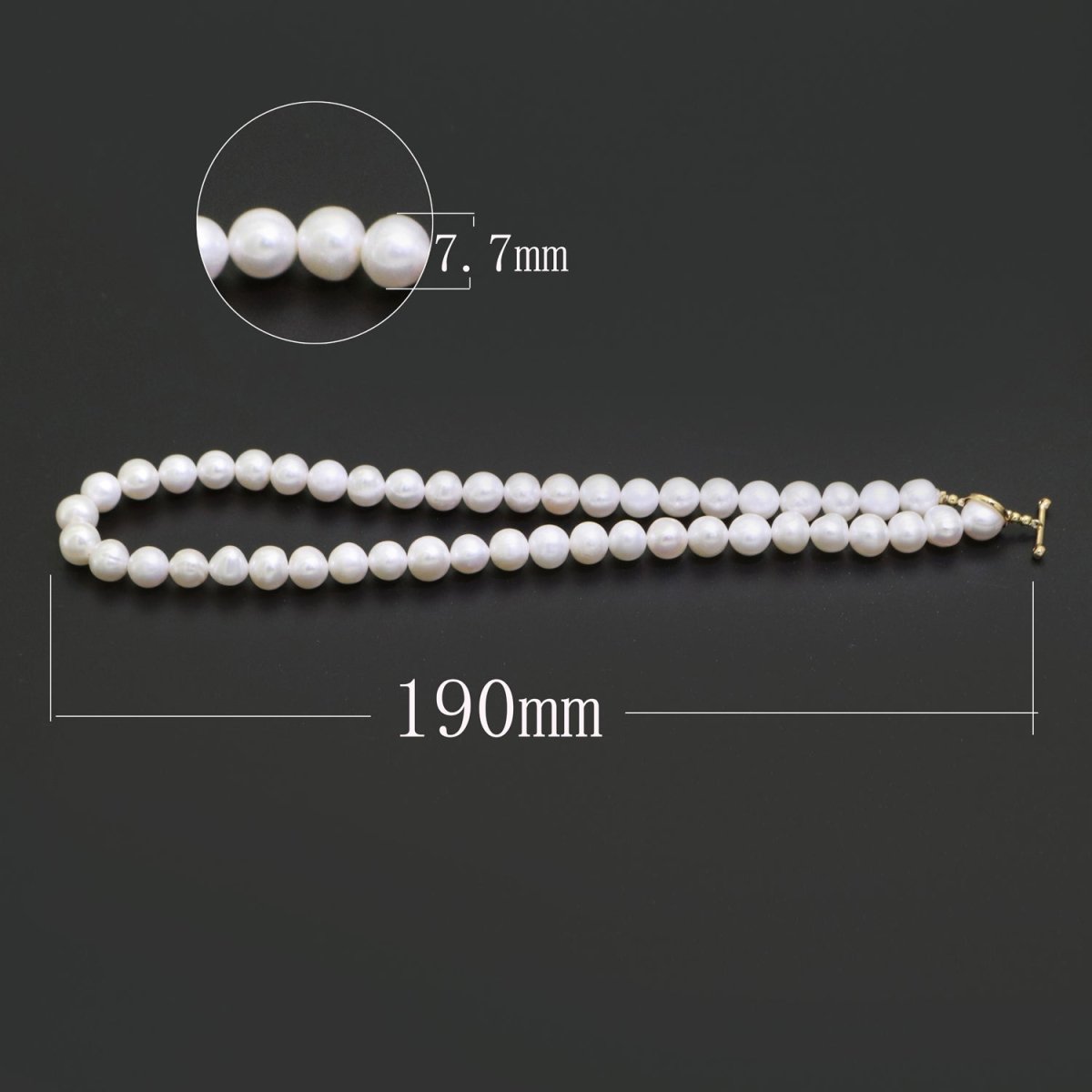 OS Classic Pearl Choker Necklace, White Bridal Choker Necklace With Toggle Clasp Gold Filled | WA-264 Clearance Pricing
