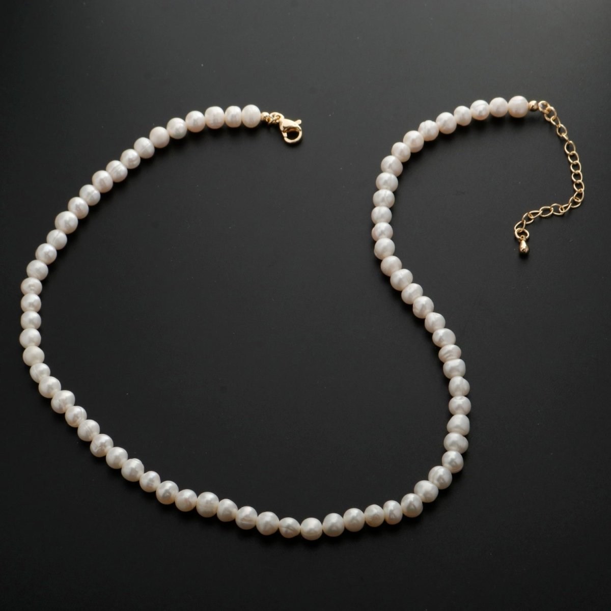 Classic Round Pearl Necklace White Fresh Water Pearl Necklace, Natural Freshwater Pearl, Genuine Pearls Wedding Bridal Jewelry | WA-333 Clearance Pricing - DLUXCA