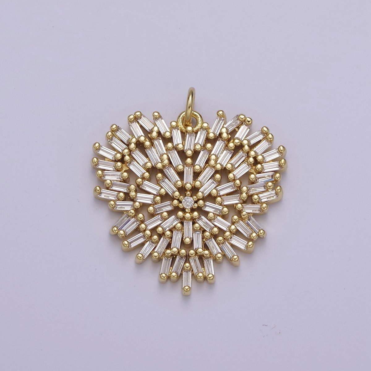 Clear Baguette Heart Charm Unique Heart Shaped CZ Charm E-667 - DLUXCA