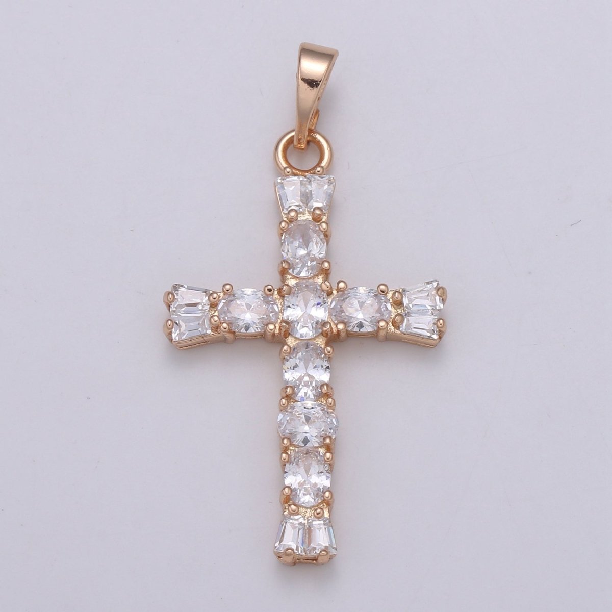 Clear Crystal Cross Gold Filled Pendants J-273 - DLUXCA