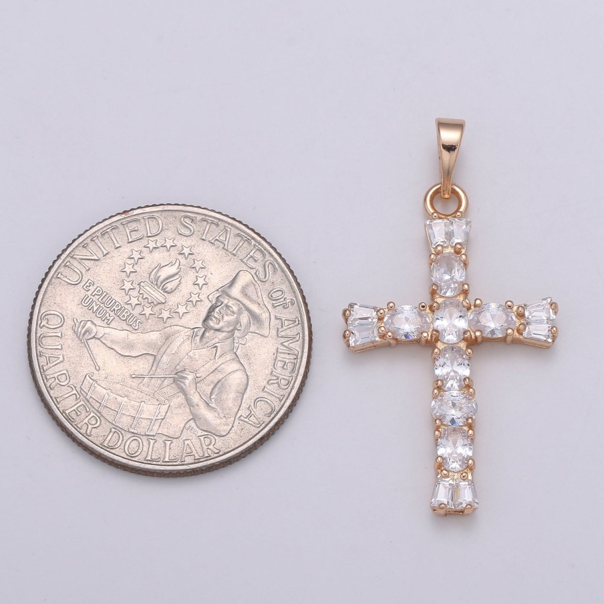Clear Crystal Cross Gold Filled Pendants J-273 - DLUXCA