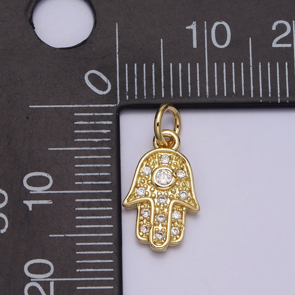 Clear CZ Hamsa Hand Gold Add-On Charm | AC201 - DLUXCA