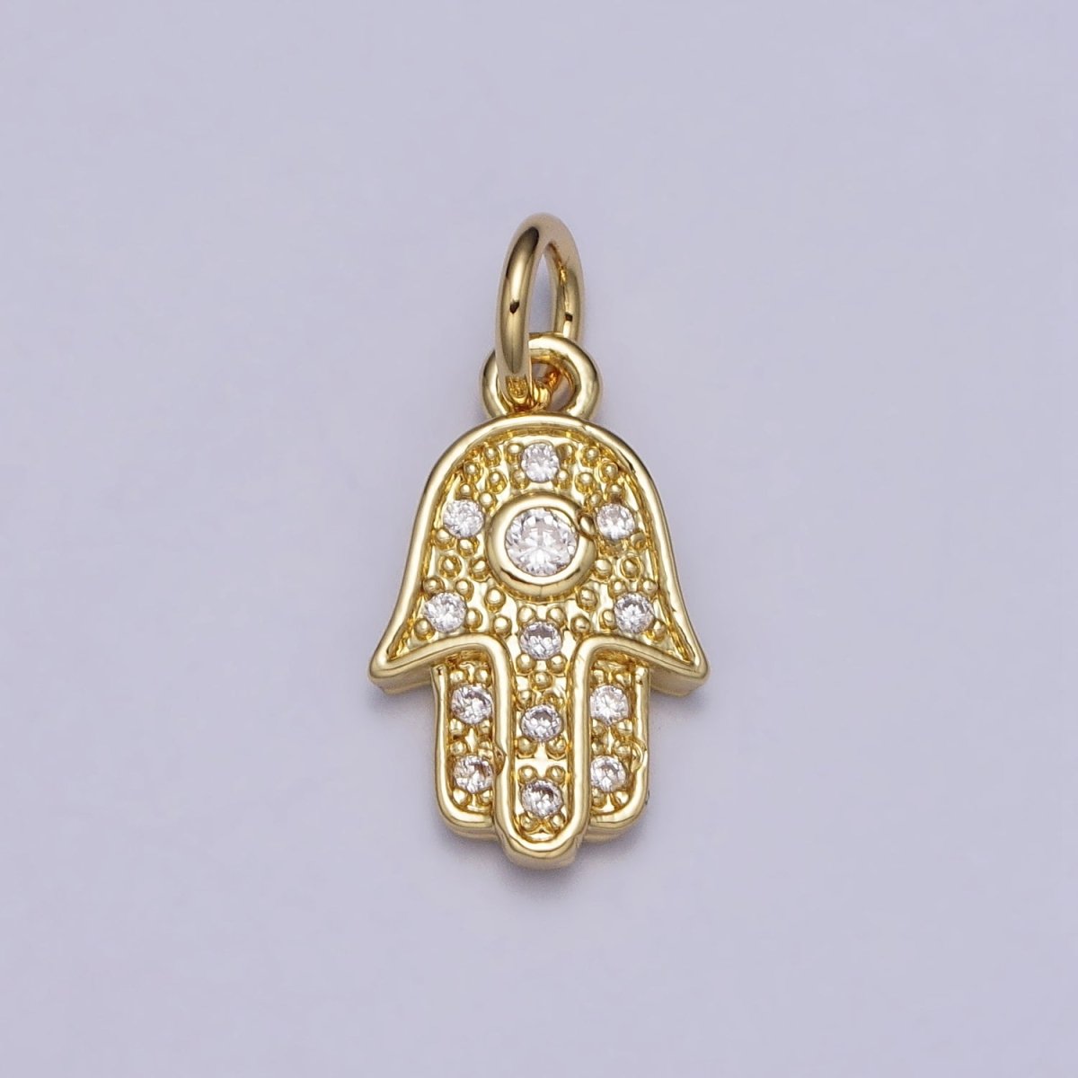 Clear CZ Hamsa Hand Gold Add-On Charm | AC201 - DLUXCA