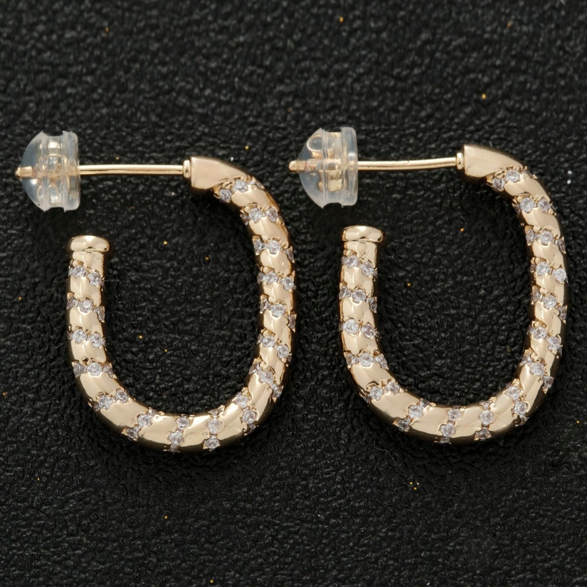 Clear Cz Hoop Earring Multi Color Cz Hoop Earring for Statement Jewelry Christmas Gift T-195 - DLUXCA