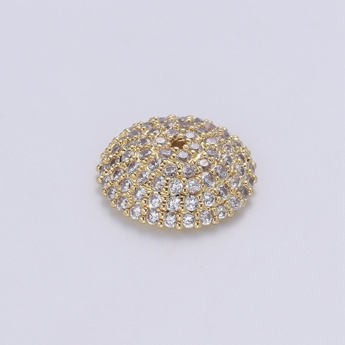 Clear CZ Round Rondelle Spacer Gold CZ Micro Pave Circle Spacer Bead, CZ Spacer Bead for bracelet making supply B-505