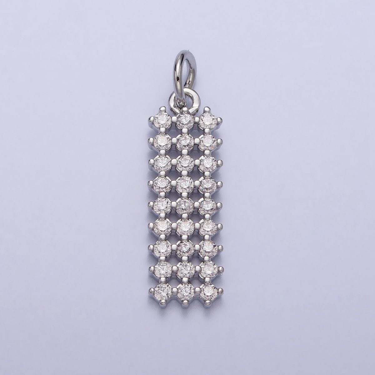 14K Gold Filled Clear, Green Micro Paved CZ Tag Bar Charm in Gold & Silver | AC205 AC234