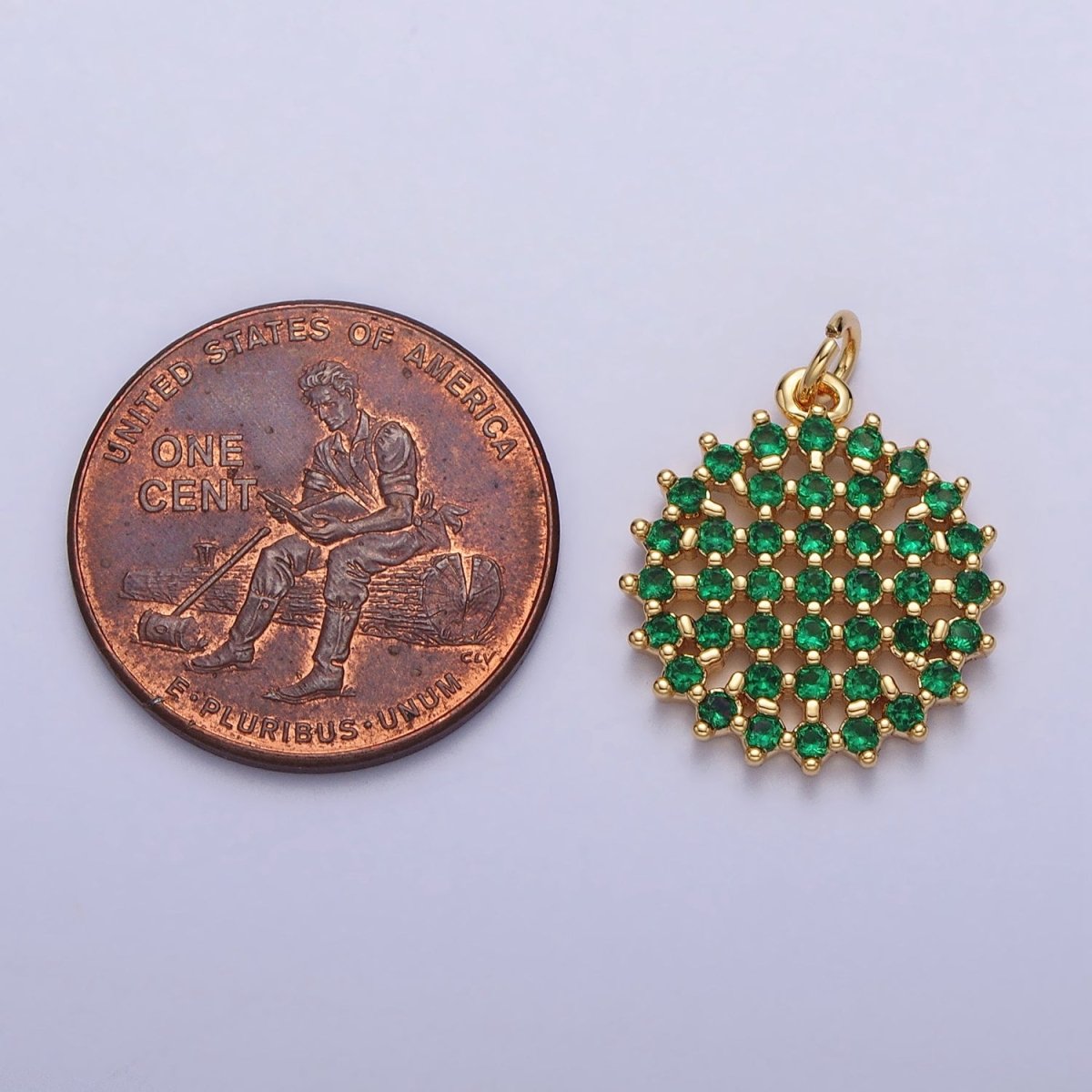 Clear, Green CZ Micro Paved Round Add-On Charm in Gold & Silver | AC195 - AC213