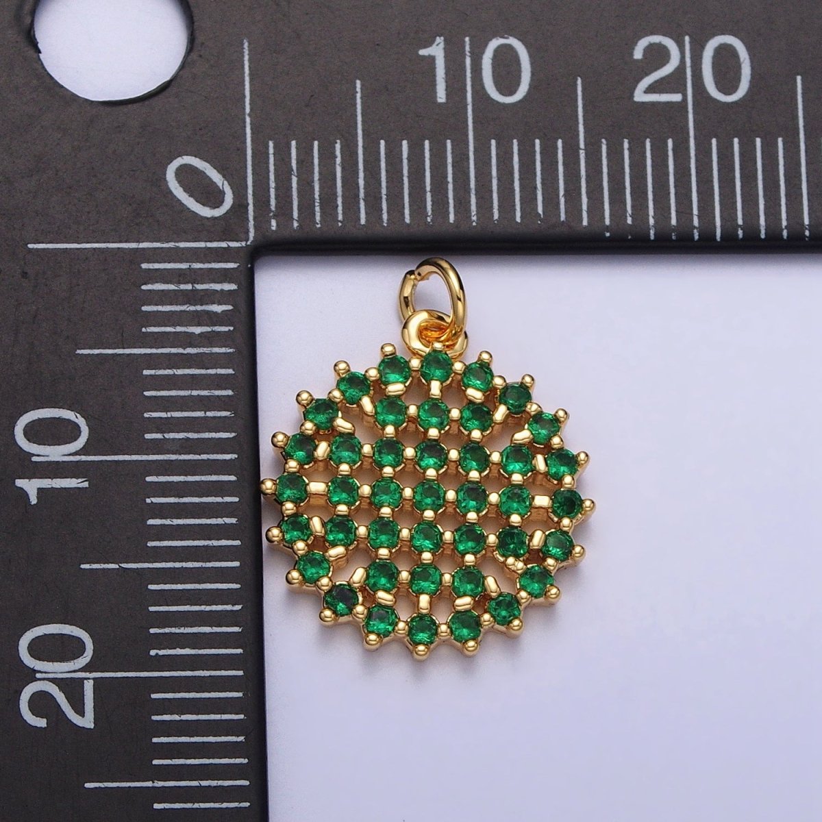 Clear, Green CZ Micro Paved Round Add-On Charm in Gold & Silver | AC195 - AC213