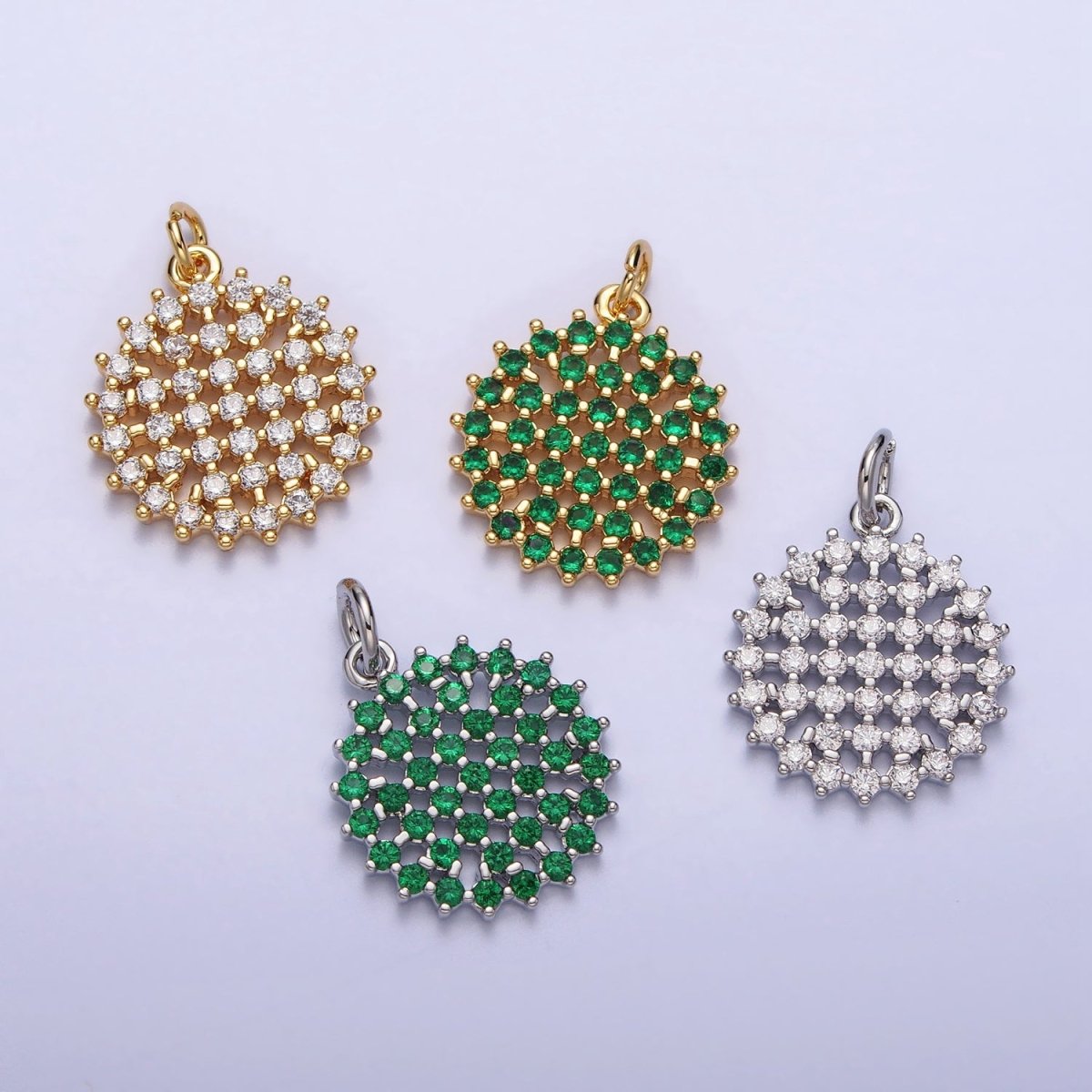 Clear, Green CZ Micro Paved Round Add-On Charm in Gold & Silver | AC195 - AC213