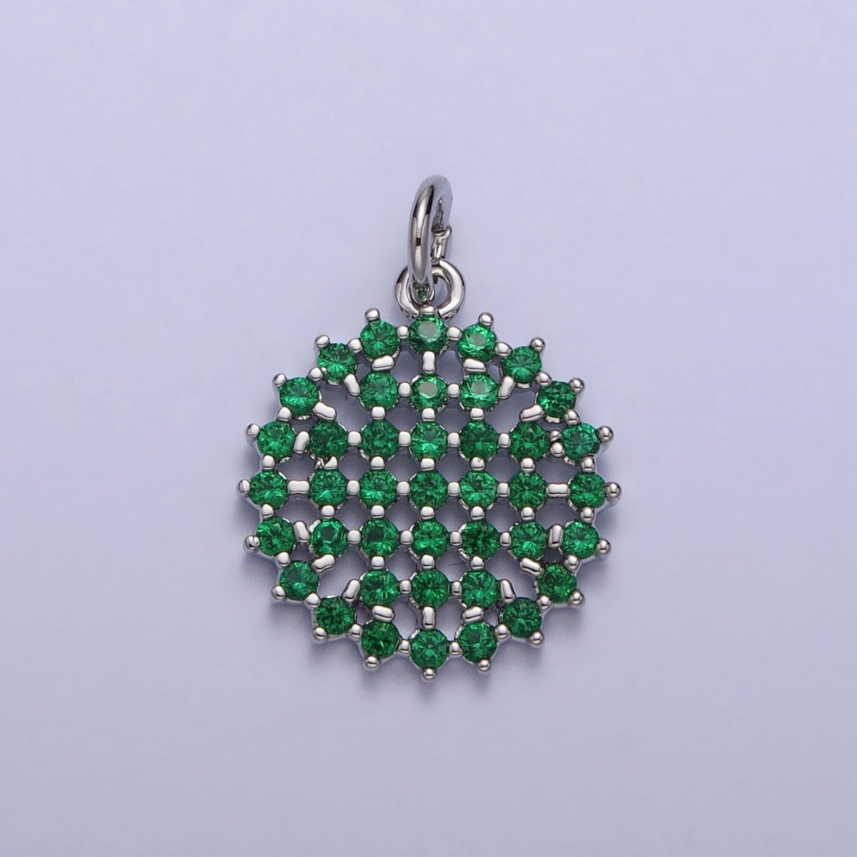 Clear, Green CZ Micro Paved Round Add-On Charm in Gold & Silver | AC195 - AC213