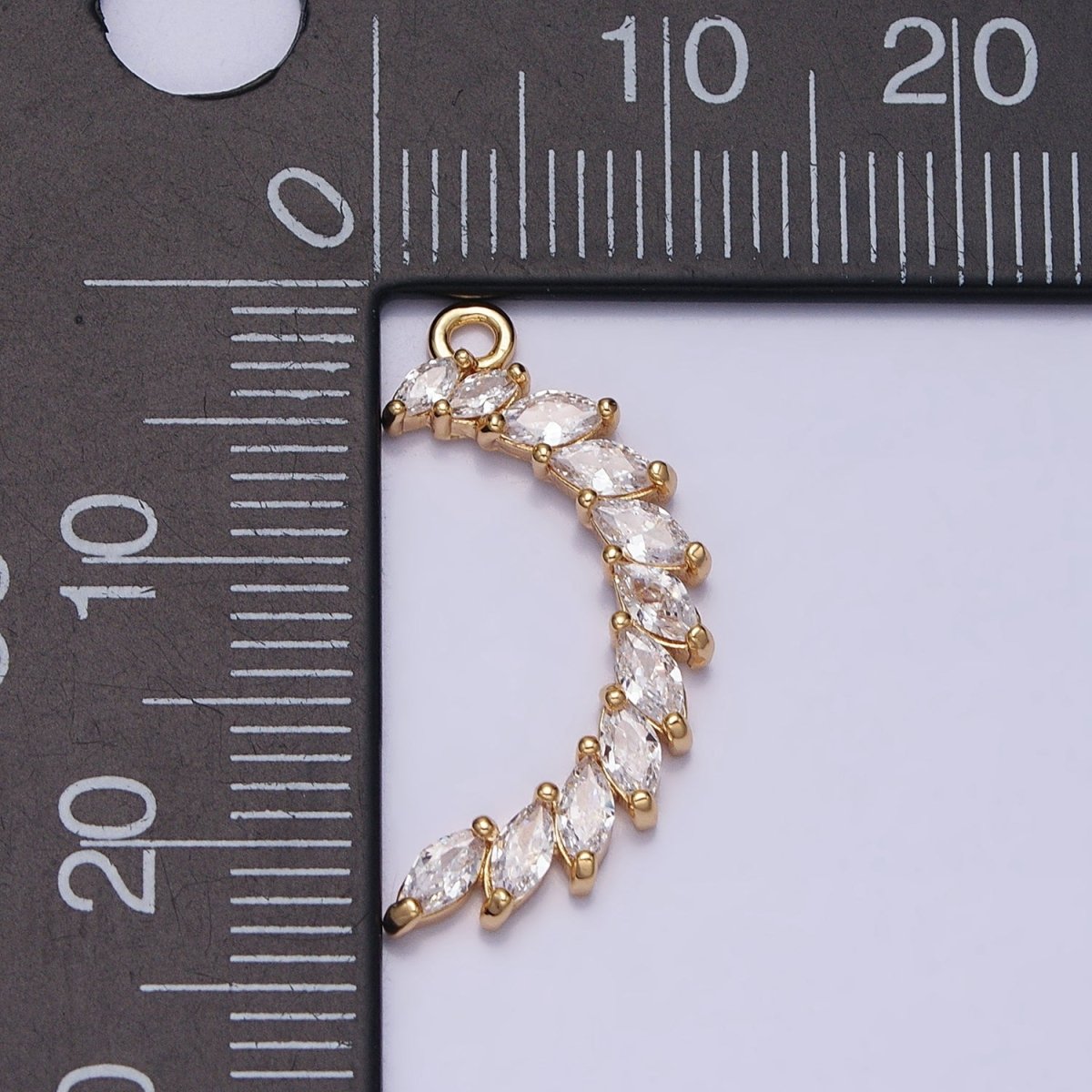 Clear Marquise Crescent CZ Lined Add-On Charm in Gold & Silver | Y-847