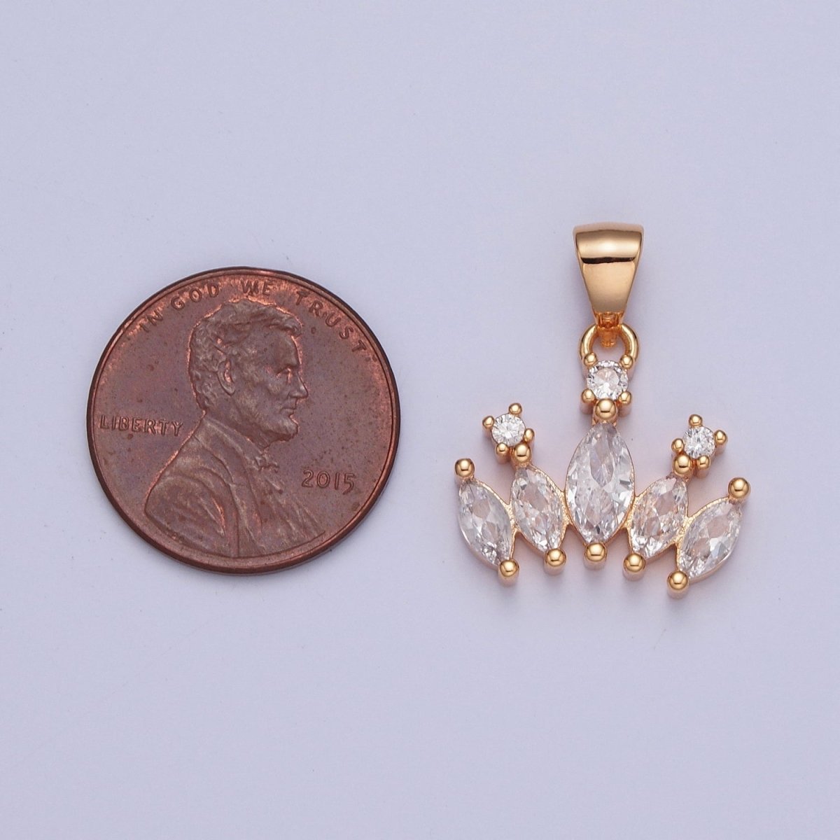 Clear Marquise Cubic Zirconia Pendant, Crown Charm For Jewelry Making X-359 - DLUXCA