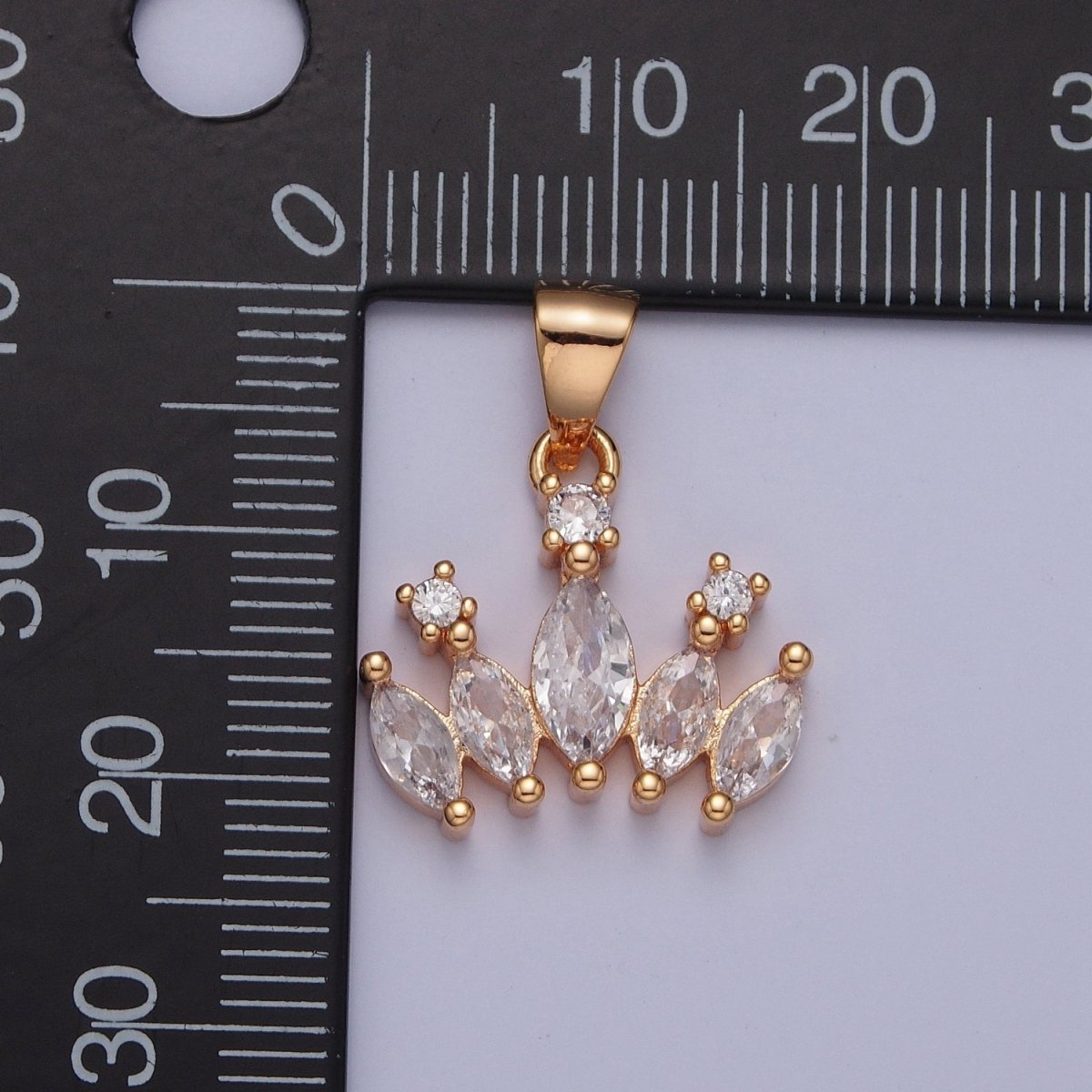 Clear Marquise Cubic Zirconia Pendant, Crown Charm For Jewelry Making X-359 - DLUXCA