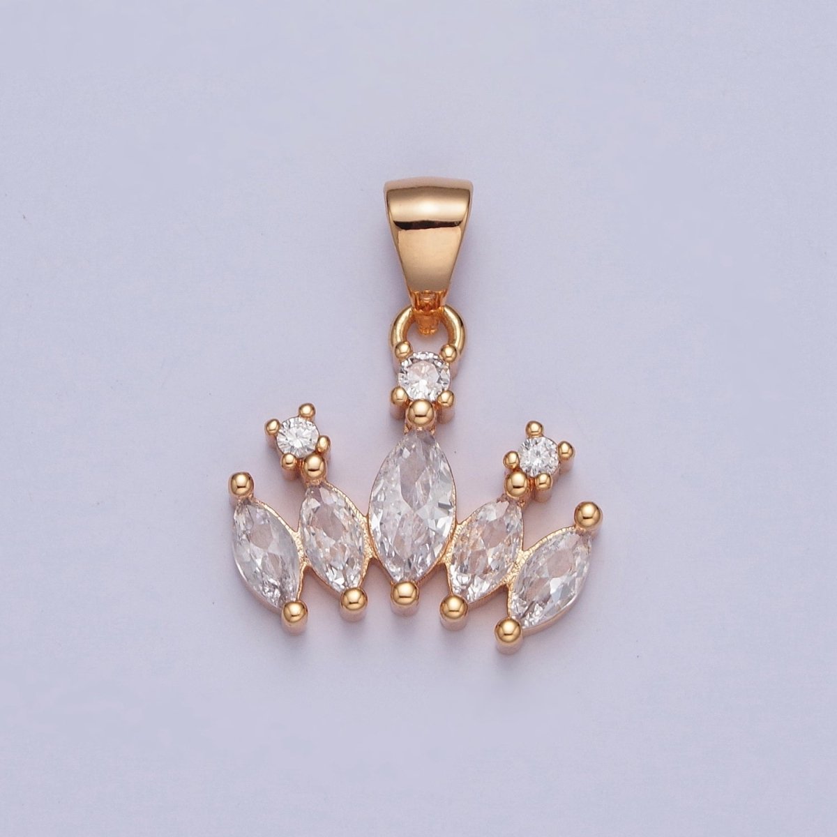 Clear Marquise Cubic Zirconia Pendant, Crown Charm For Jewelry Making X-359 - DLUXCA