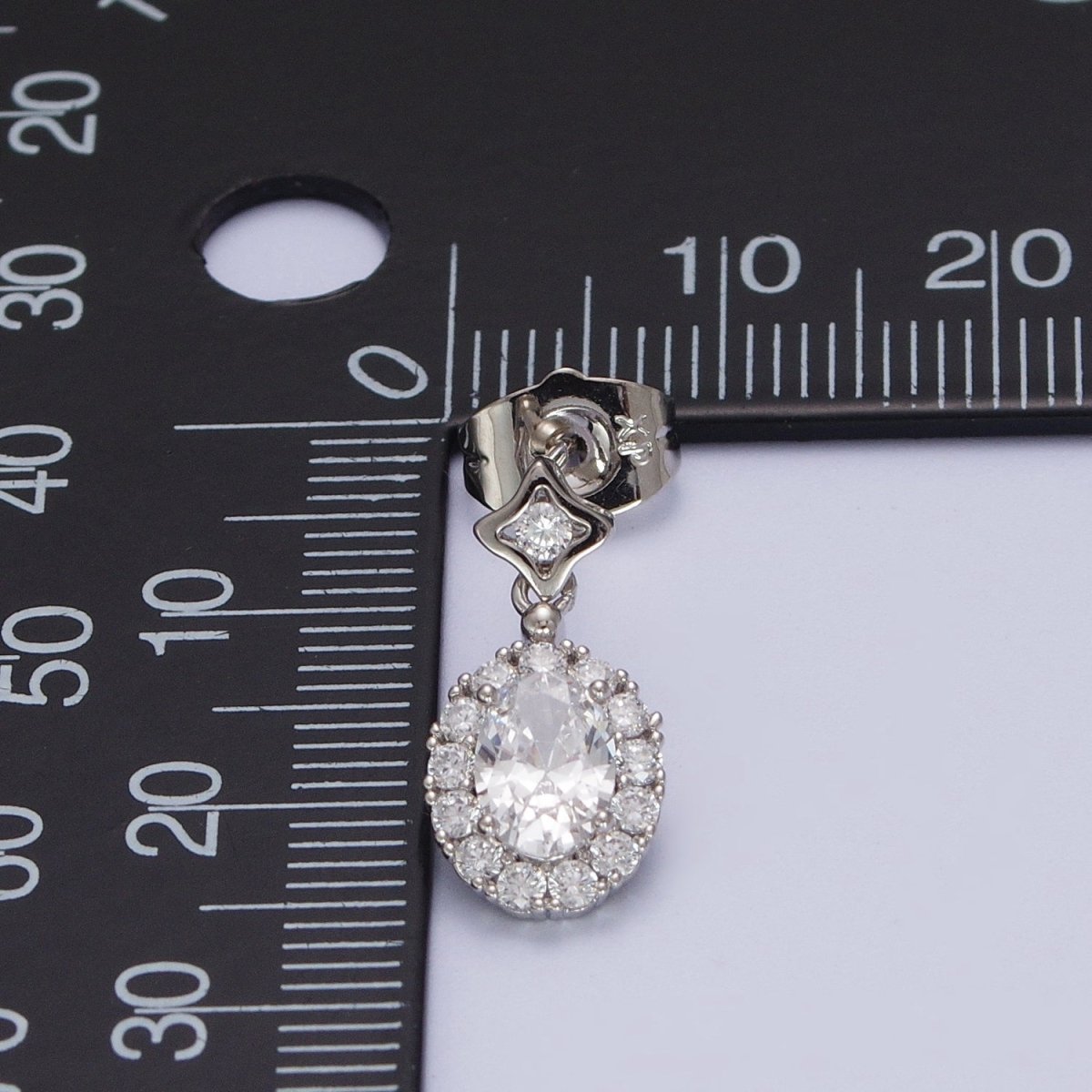 Clear Micro Pave cubic zirconia Oval halo Drop Stud Earring Bridal Wedding Bridesmaid Jewelry AD-006 AD-007 AD-008