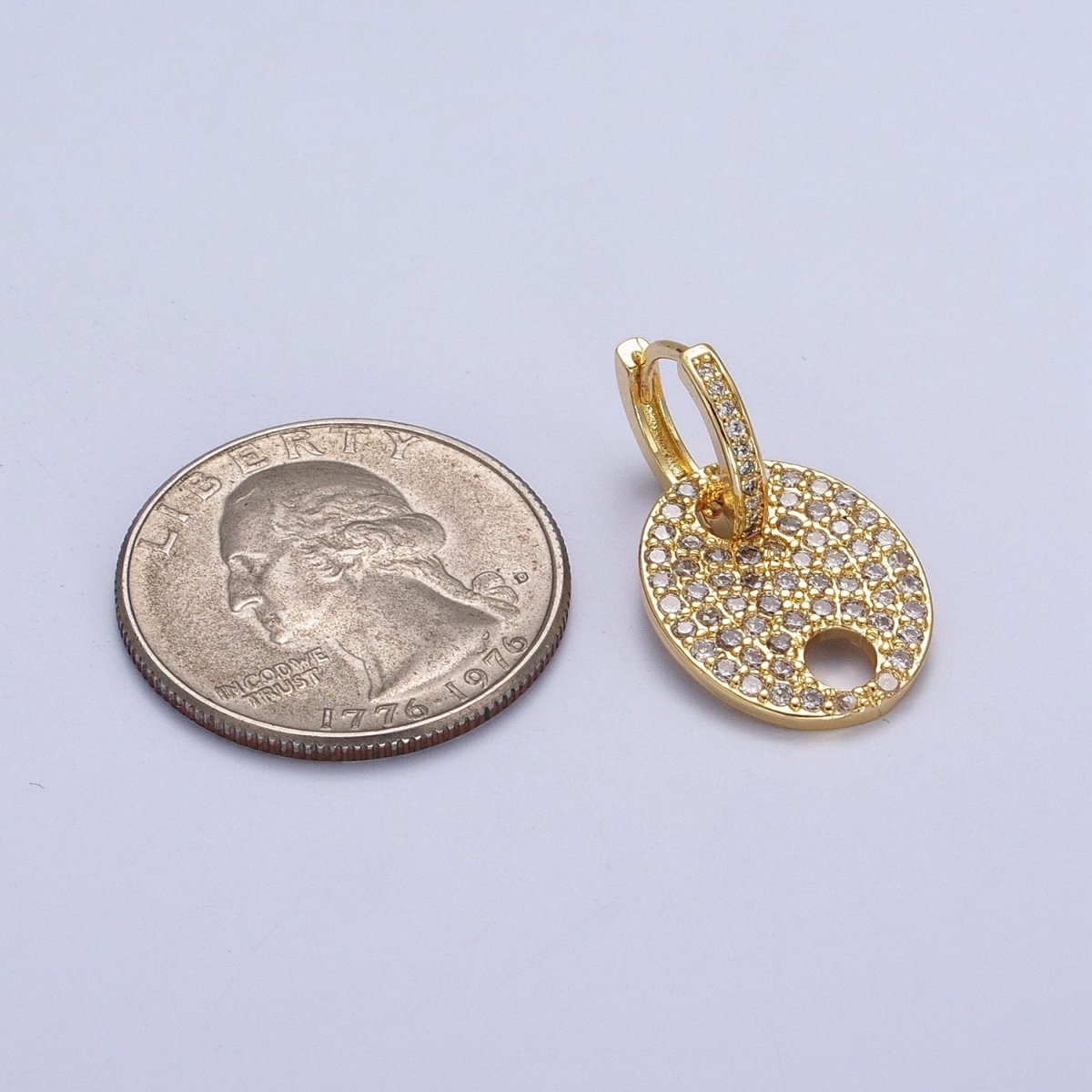 Clear Micro Paved CZ Anchor Mariner Drop Dangle Huggie Earrings | AB036 - DLUXCA