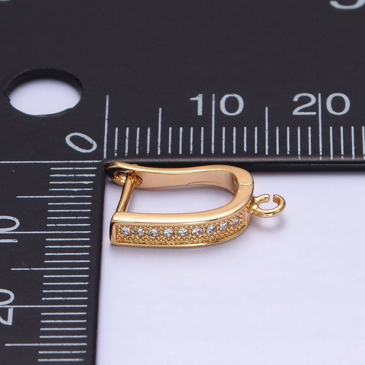 Clear Micro Paved CZ Beaded Open Loop Link English Lock Earrings Supply in Gold & Silver | Z-296 Z-297