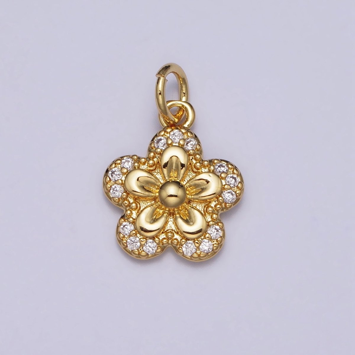 Clear Micro Paved CZ Blooming Daisy Flower Gold Add-On Charm | AC202 - DLUXCA