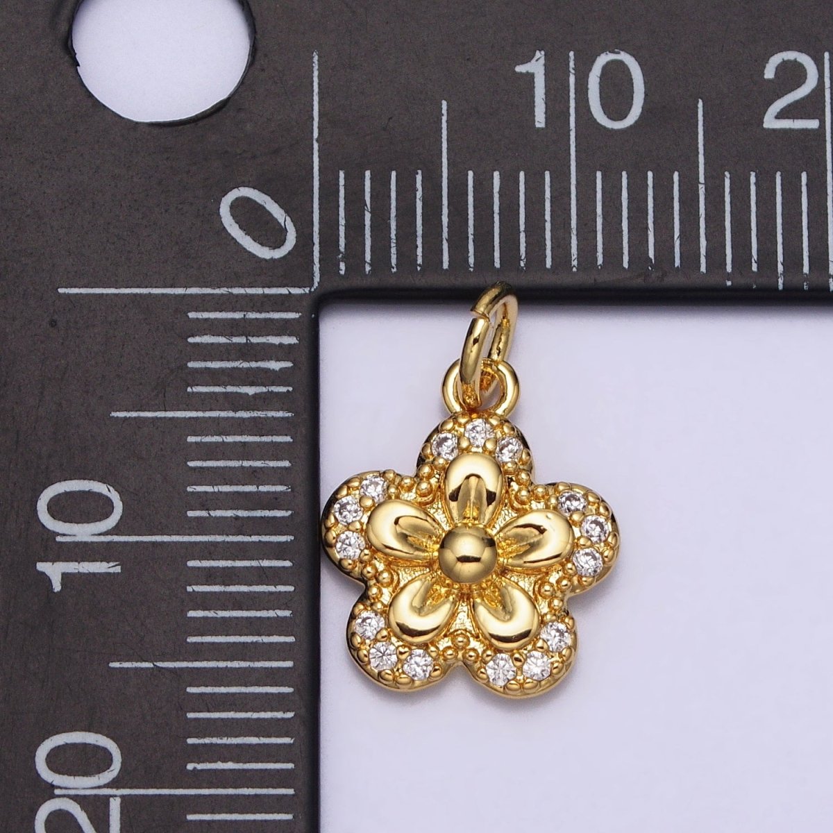 Clear Micro Paved CZ Blooming Daisy Flower Gold Add-On Charm | AC202 - DLUXCA