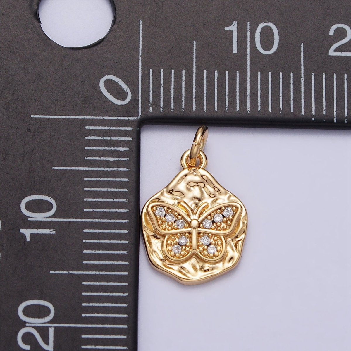 Clear Micro Paved CZ Butterfly Mariposa Hammered Chain in Gold & Silver | AC307 AC308