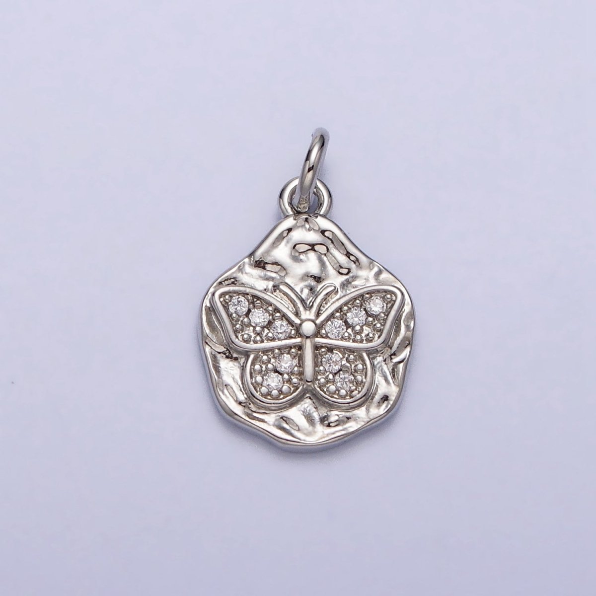 Clear Micro Paved CZ Butterfly Mariposa Hammered Chain in Gold & Silver | AC307 AC308