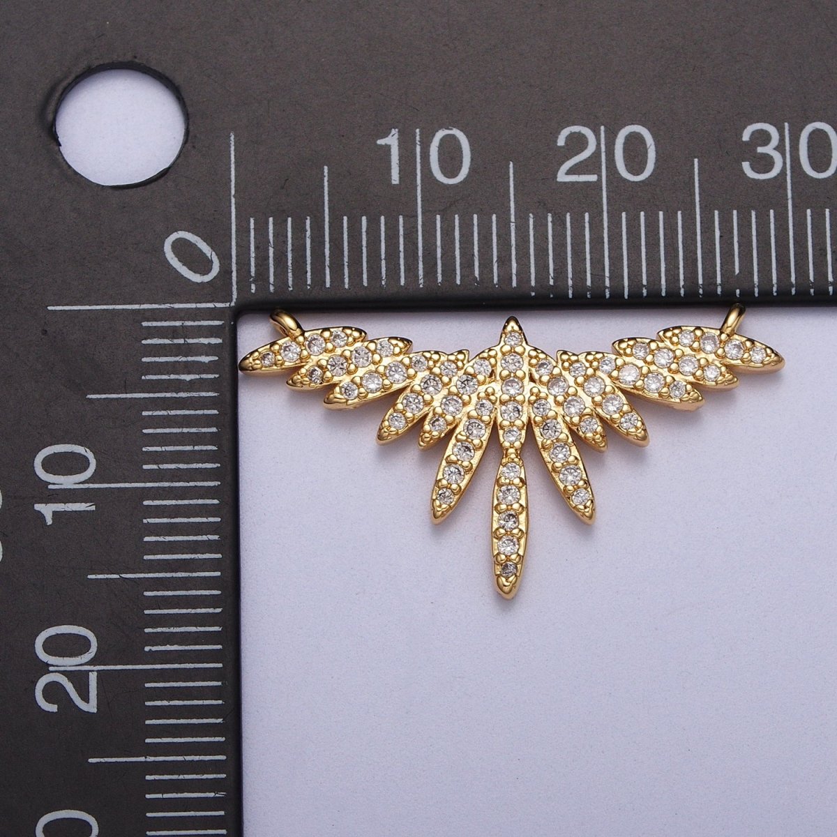 Clear Micro Paved CZ Flying Bird Wings Gold Link Connector | Y-702 - DLUXCA