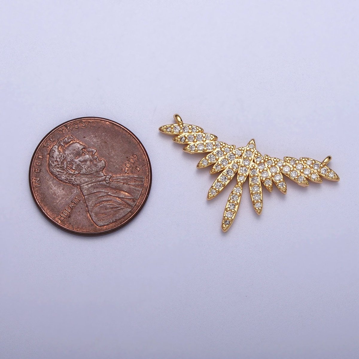 Clear Micro Paved CZ Flying Bird Wings Gold Link Connector | Y-702 - DLUXCA