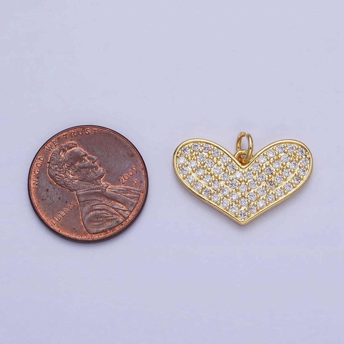 Clear Micro Paved CZ Heart Valentine Gold Charm | AC354 - DLUXCA