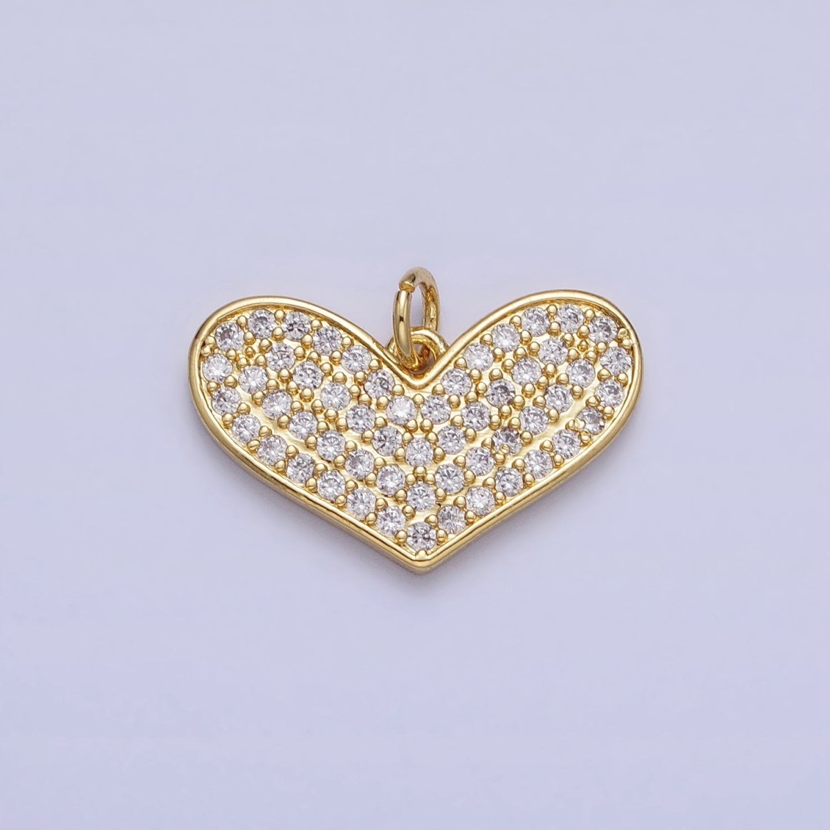 Clear Micro Paved CZ Heart Valentine Gold Charm | AC354 - DLUXCA