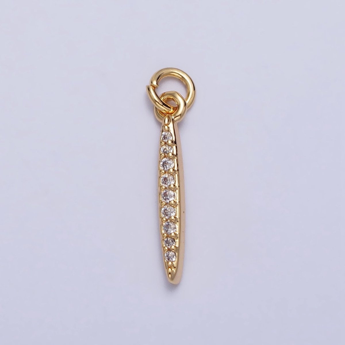 Clear Micro Paved CZ Initial Alphabet Letter Gold Personalized Charm | AC129 - AC154 - DLUXCA