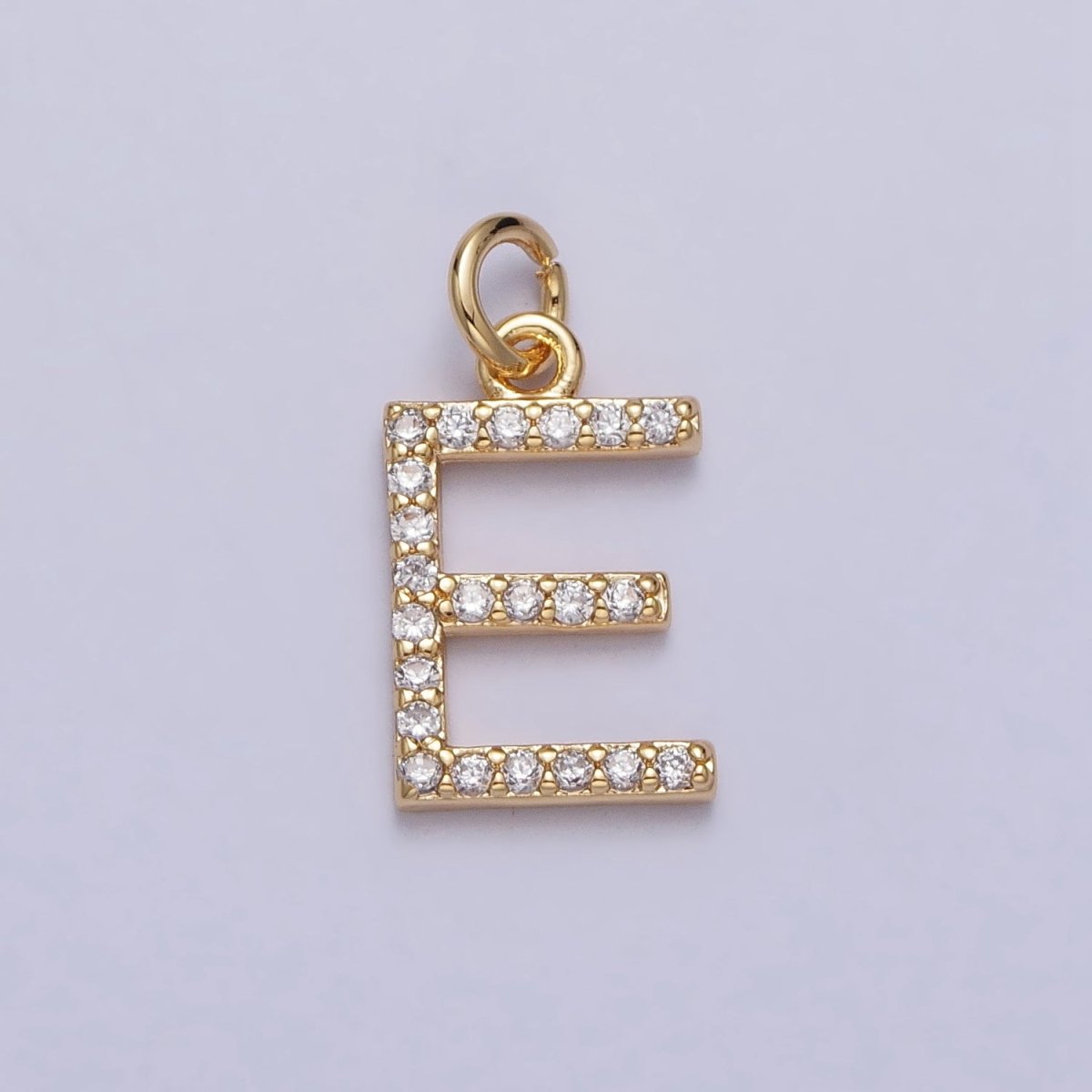Clear Micro Paved CZ Initial Alphabet Letter Gold Personalized Charm | AC129 - AC154 - DLUXCA