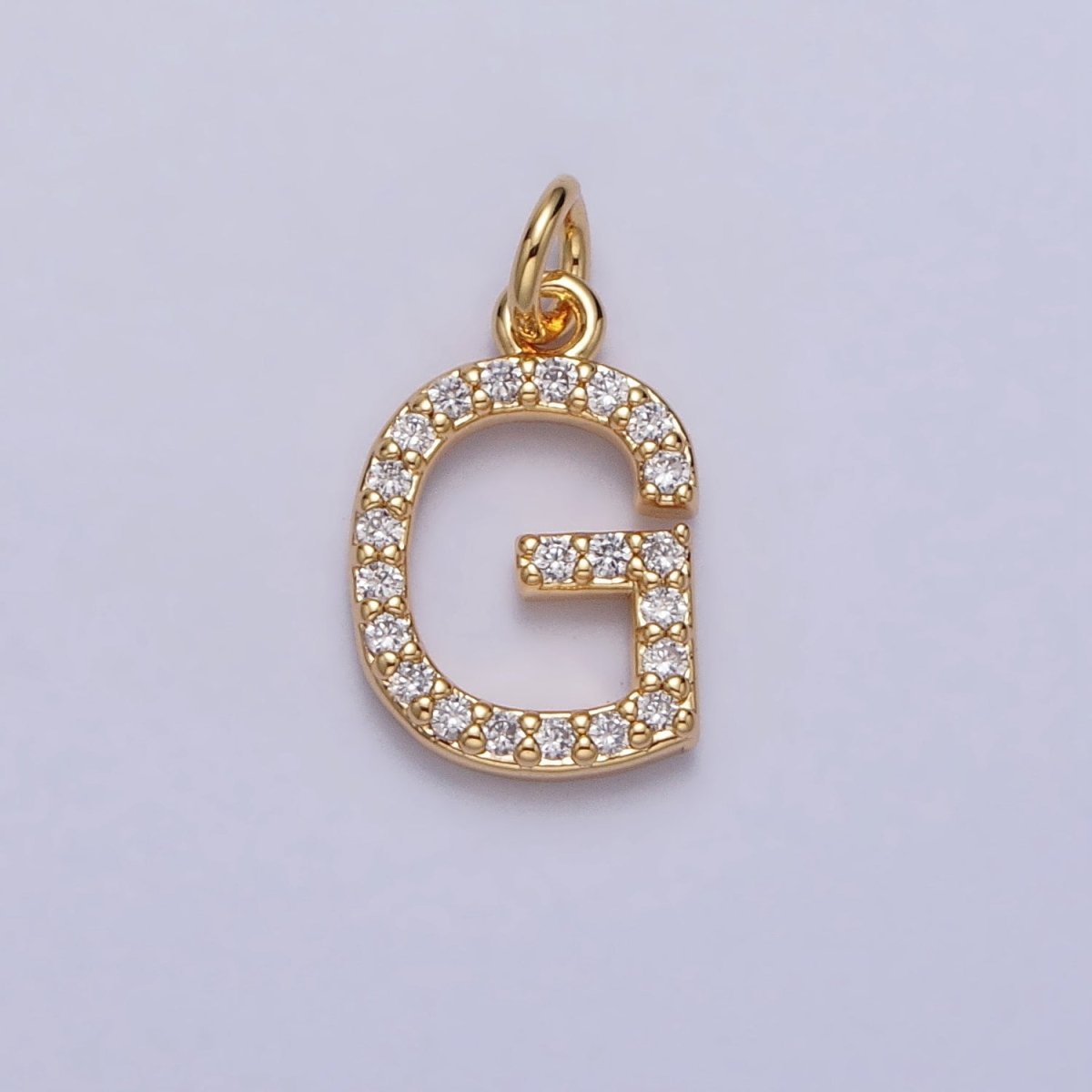 Clear Micro Paved CZ Initial Alphabet Letter Gold Personalized Charm | AC129 - AC154 - DLUXCA