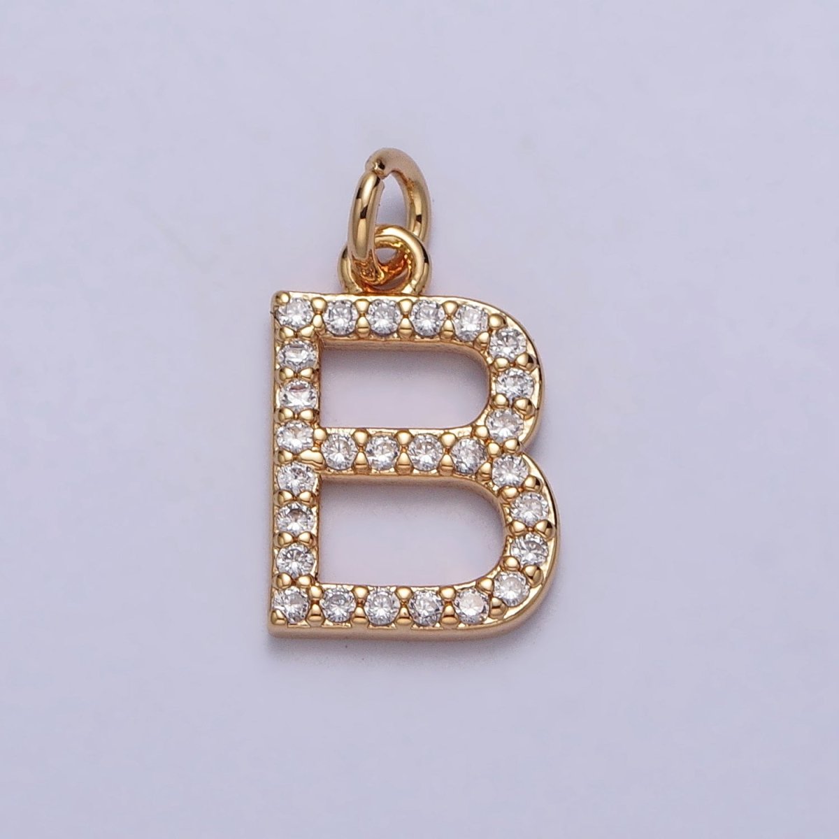 Clear Micro Paved CZ Initial Alphabet Letter Gold Personalized Charm | AC129 - AC154 - DLUXCA
