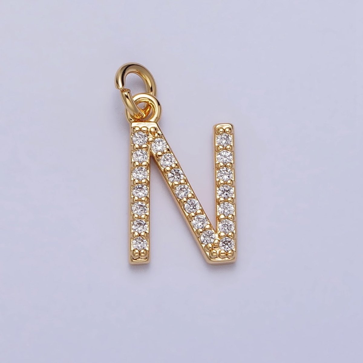 Clear Micro Paved CZ Initial Alphabet Letter Gold Personalized Charm | AC129 - AC154 - DLUXCA