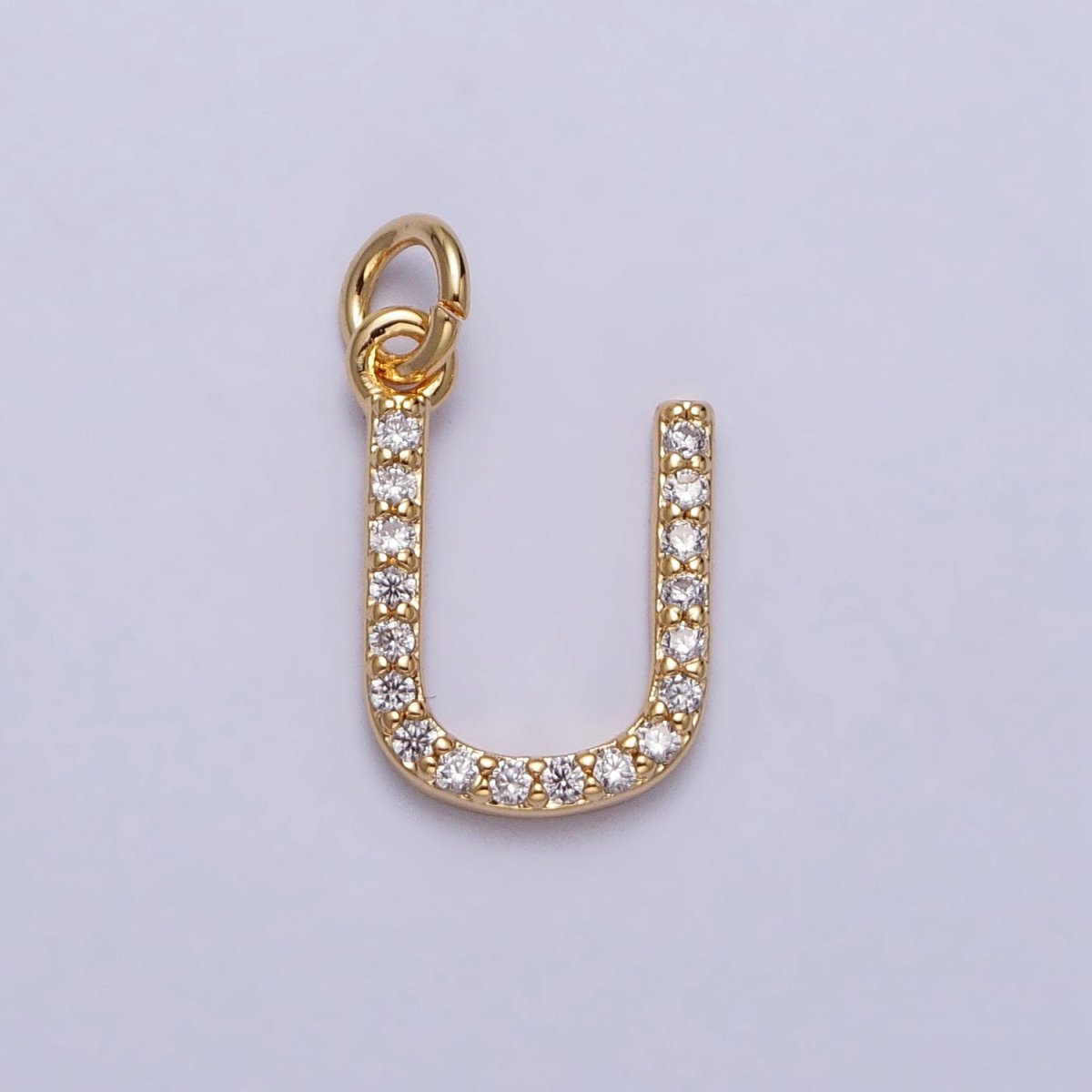 Clear Micro Paved CZ Initial Alphabet Letter Gold Personalized Charm | AC129 - AC154 - DLUXCA