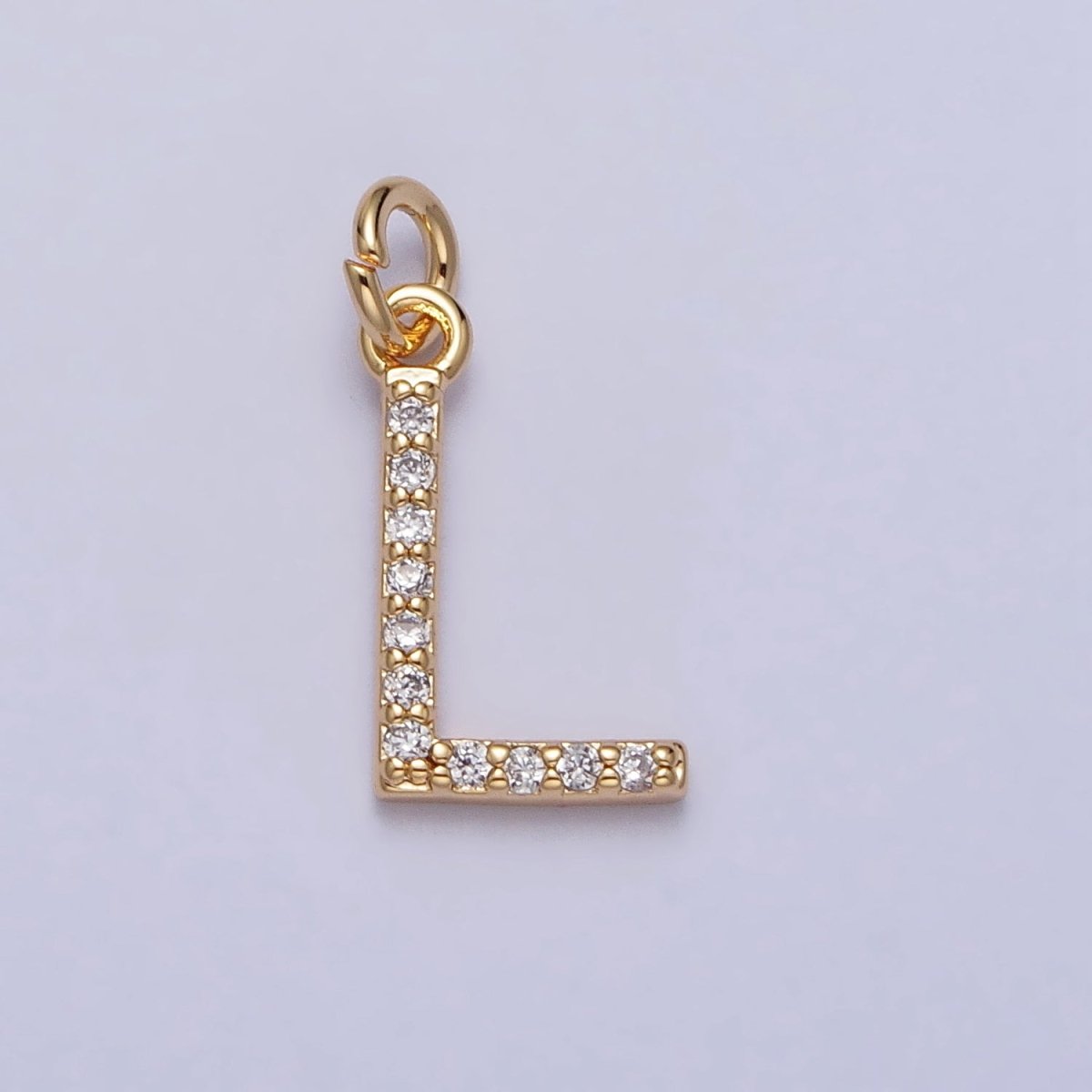 Clear Micro Paved CZ Initial Alphabet Letter Gold Personalized Charm | AC129 - AC154 - DLUXCA