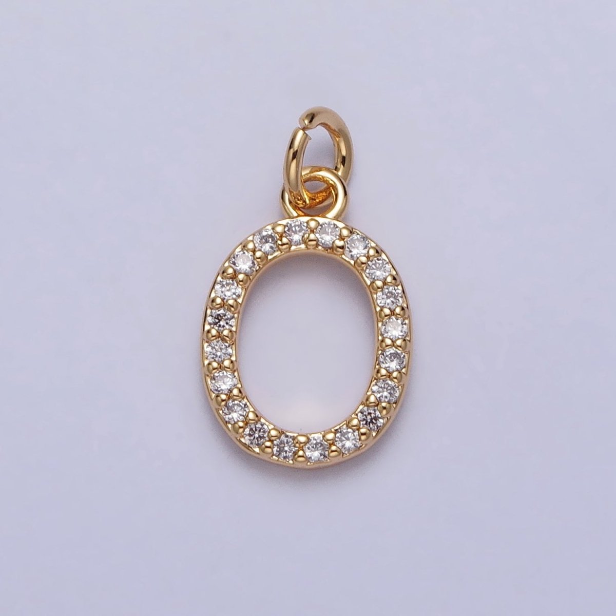 Clear Micro Paved CZ Initial Alphabet Letter Gold Personalized Charm | AC129 - AC154 - DLUXCA
