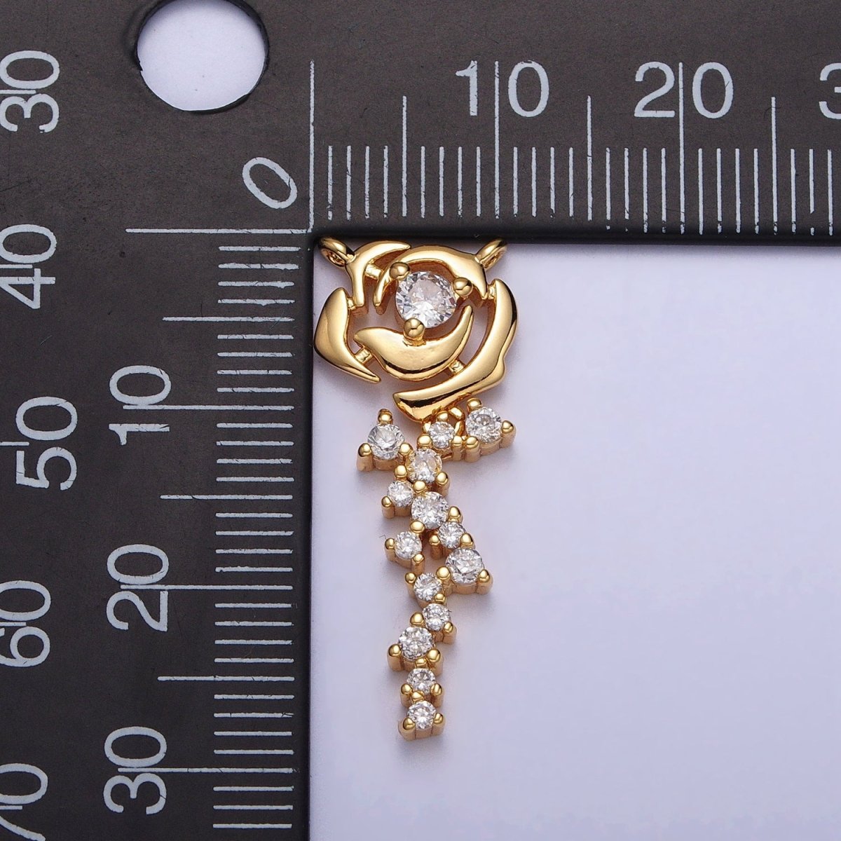 Clear Micro Paved CZ Rose June's Birth Flower Link Connector | Y-708 - DLUXCA