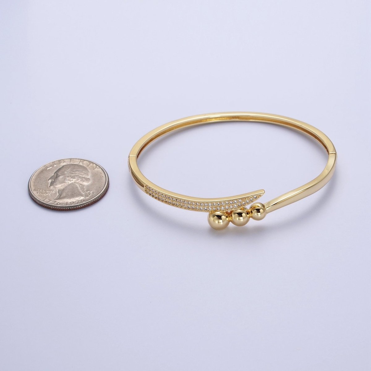 Clear Micro Paved CZ Rounded Beaded Bubble Ball Bangle Bracelet in Gold & Silver | WA-1515 WA-1516 Clearance Pricing