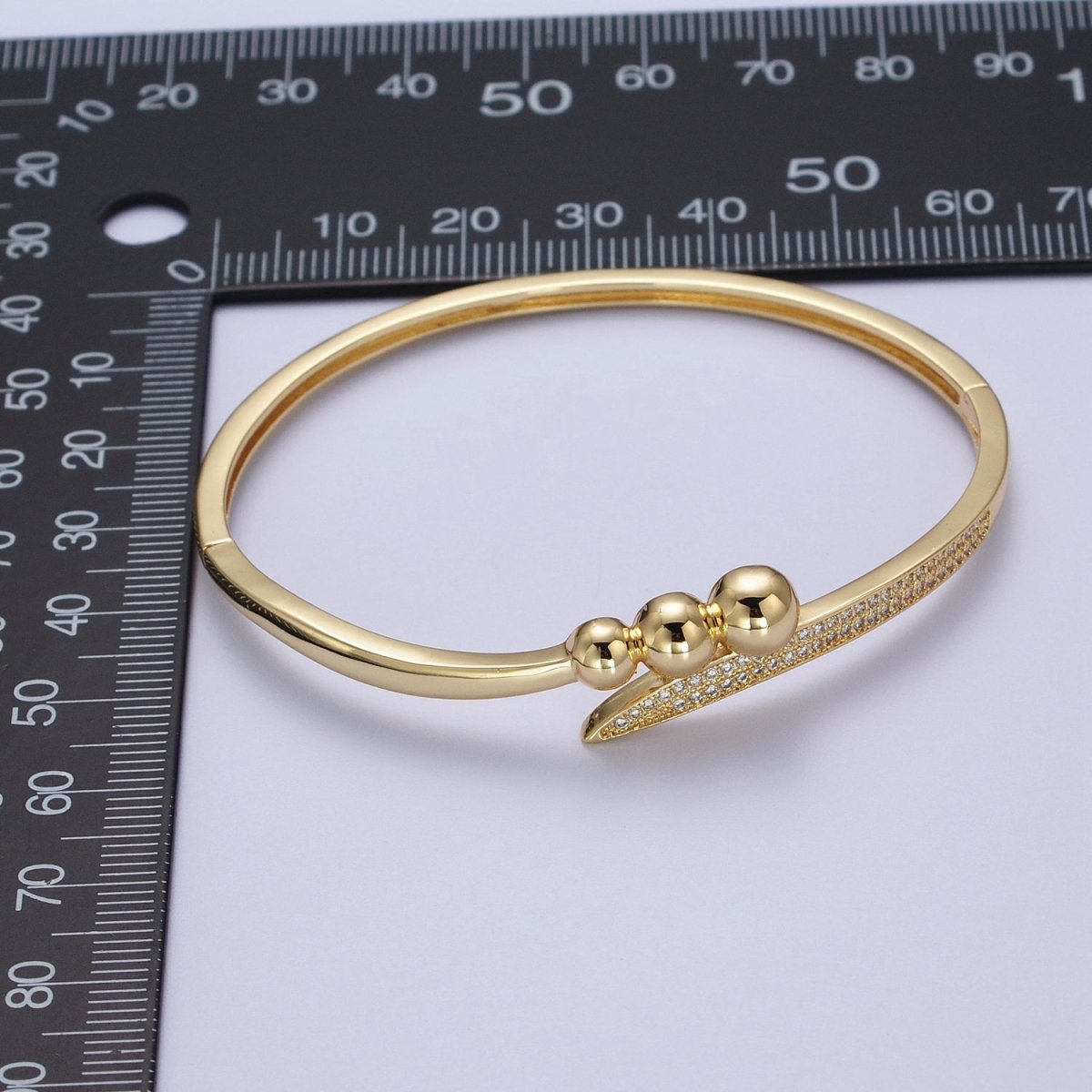 Clear Micro Paved CZ Rounded Beaded Bubble Ball Bangle Bracelet in Gold & Silver | WA-1515 WA-1516 Clearance Pricing